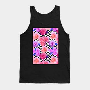 Digital Floral Chevron Pattern Tank Top